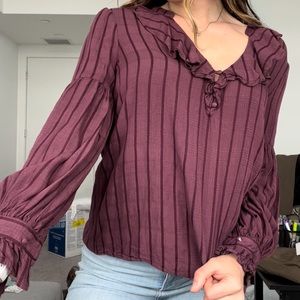 Free People Striped Longsleeve Top